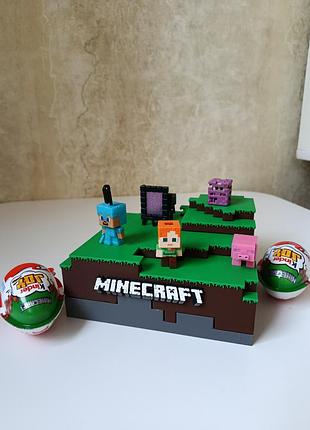Minecraft kinder joy 💥подставка для фигурок майнкрафт киндер джой органайзер стенд 5