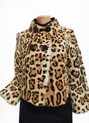 Куртка жіноча marc cain шубка з натуральної шкіри хутряна тигроловий принт пальто з кутра