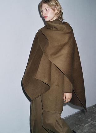 🐪 вовняне пальто з шарфом від zara