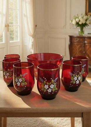 Богемское стекло набор, ручная роспись
чехословакия