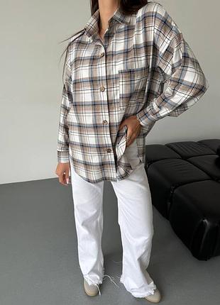 Женская фланелевая рубашка в клетку рубашка свободного кроя