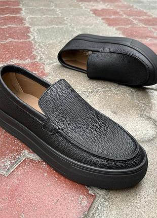 Новинка! кожаные мужские лоферы черного цвета