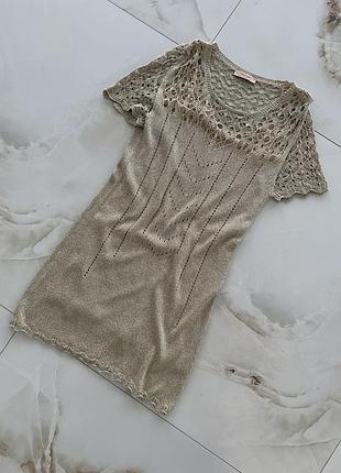 Сукня twinset з мереживом золотиста