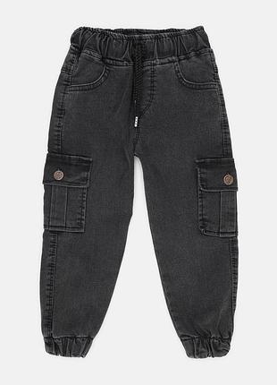 Дитячі джинси-карго на гумці для хлопчика isso 180698 110 см темно-сірі (2200004799452)