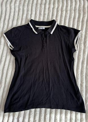 Чорна футболка-поло cropp з контрастним коміром