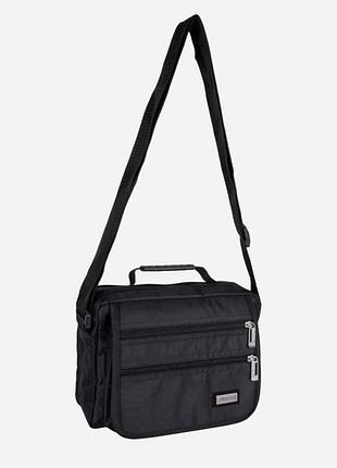 Сумка мессенджер через плече чоловіча тканинна seventeen 192784 чорна (lv2200005100608)