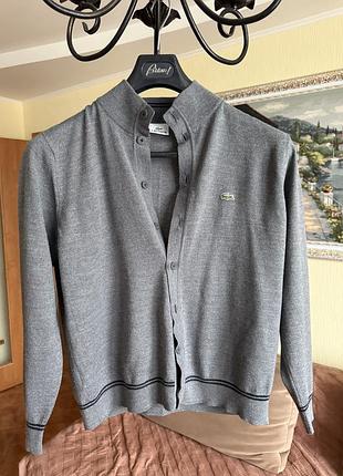 Чоловіча кофта на гудзиках lacoste size s невеликий м оригінал довжина 60 плечі 44 рукави 58 груди 55 стан ідеальний