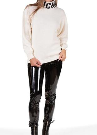 Классные виниловые латексные брюки леггинсы на резинке made in p.r.c.