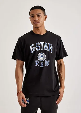 Чоловіча футболка g-star raw — “коледж” стиль і помітний принт (d26744-336-6484). оригінал.