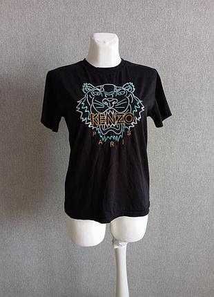 Чорна базова футболка kenzo з легендарною вишивкою tiger 🐯