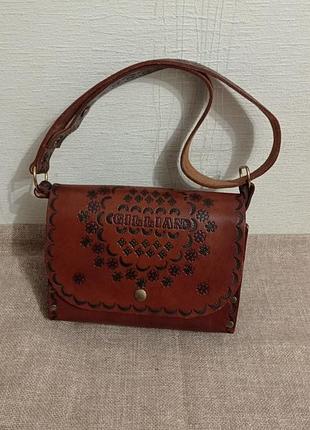 Стильная кожаная сумка cross-body с тиснением "gillian" (ручная работа).