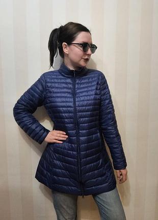 Темно-синя тонка куртка пуховик з качиним пухом, розмір m-l