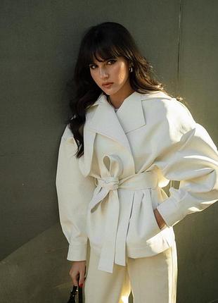 Куртка diana milkanova молочна шкіряна біла бежева курточка жакет