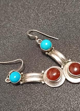 Серебряные серьги в стиле 76 с камнями