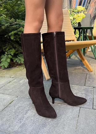 Премиальные молочные сапоги из натуральной кожи на невероятно удобных каблуках 😍