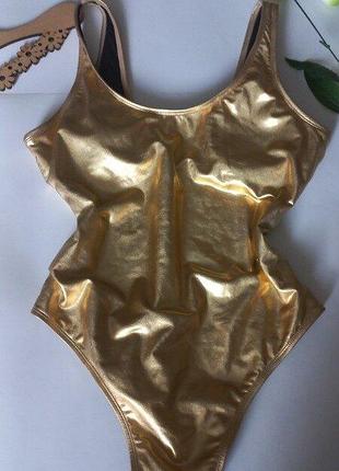 Золотий суцільний купалтник l розмір новий