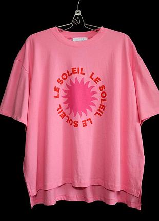 Стильная хлопковая футболка оверсайз с надписью р.12-14