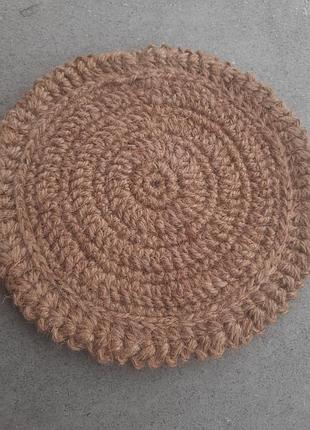 Салфетка плейсмат костер подстилка декор вязаная из джута плотная натуральная беж ручная работа хэнд мйд