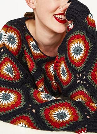 Джемпер zara плетений, crochet, кроше, розміри s-xl