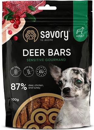 Лакомства для собак джерки savory батончики с олениной 100 г