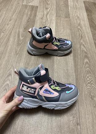 22 см демісезонні черевики для дівчинки весняне взуття весна фліс