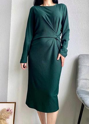 Зелена сукня міді зі збіркою, р-р 20/4xl