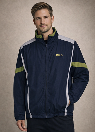 Винтажная спортивная куртка ветровка fila синяя мужская