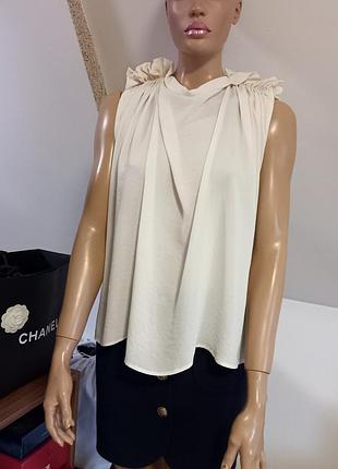 See by chloe! оригінал! легка молочна блуза топ з рюшами без рукавів