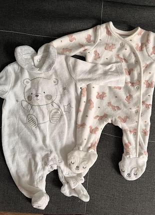 Велюрові чоловічки / комбінезони для новонароджених 50 розмір