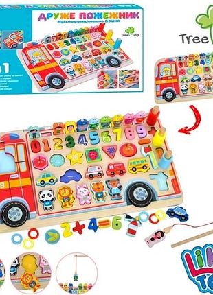 Мультифункциональная доска-сортер 6в1 друг пожарник, древесная игрушка, пазл, сортер, доска, развивающая игрушка, логическая игра, доска-вкладыш, вложи