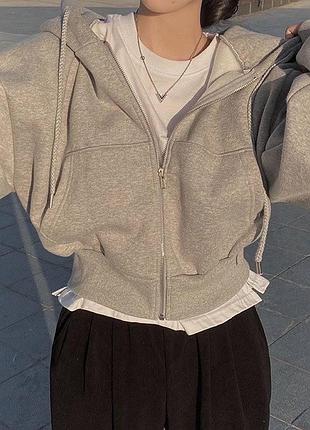 Жіноча кофта на флісі з капюшоном 089