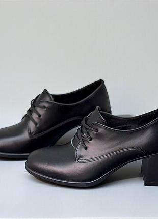 36-41 рр туфли - ботильоны черные на каблуке натуральная замша/кожа