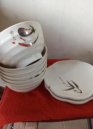 Набір тарілок,бу, пластик, схожий на тонку порцеляну