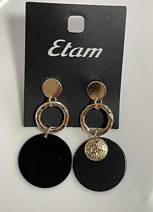 Эффектные длинные серьги подвески от etam, с монеткой🪙