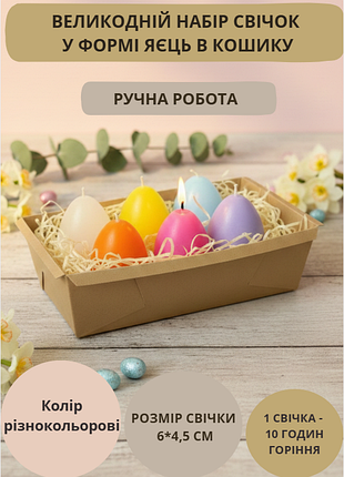 Свічки пасхальні великодні свічки у формі яєць свічка декоративна великодній декор різнокольорові свічки