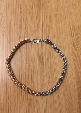 Ланцюг zara подвійний срібло-золотий