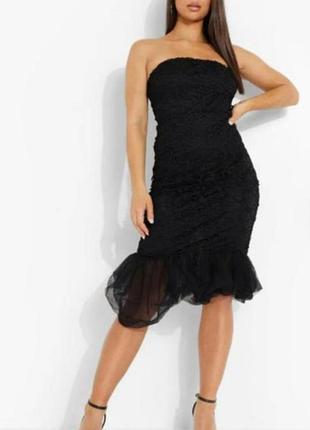 Розкішна вечірня сукня міді бандо з мережива в стилі бохо розмір батал