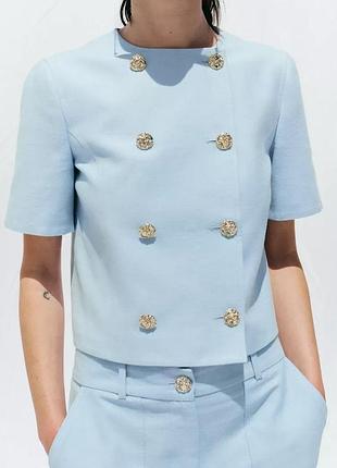 Двубортный пиджак жакет с коротким рукавом