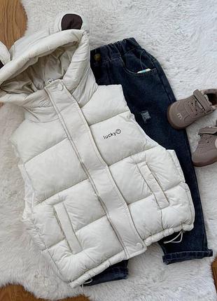 Детский жилет для девушек для мальчиков с капюшоном на молнии