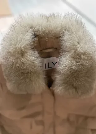 Куртка женская демисезонная бежевая, размер xs, утепленная утиным пухом, бренда lily
