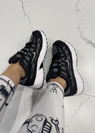 Утеплені жіночі кросівки nike p-6000 gore-tex black grey найк чорного з сірим кольорів термо