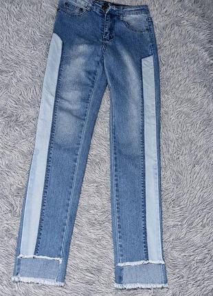 Жіночі джинси nana liu світлі, прямі, з контрастними вставками