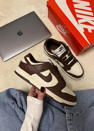 Жіночі кросівки nike sb dunk low cacao wow найк данк коричневого з бежевим кольорів