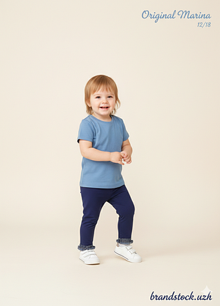 Детские лосины original marina 12-18 мес темно-синие с рюшами и джинсовой отделкой, леггинсы для девочки