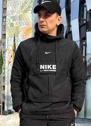 Куртка/анорак мужская nike весенняя (черного/серого цвета) влагостойкая плащевка