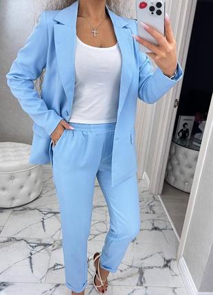 Женский брючный костюм красный синий голубой м-2хл