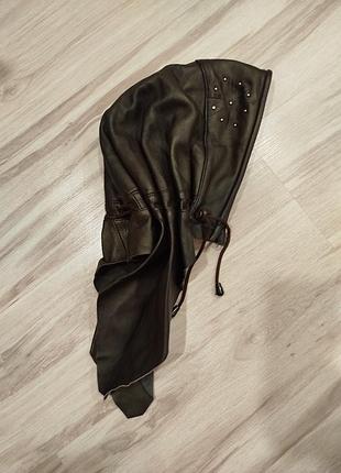 Шкіряна шапка бандана на флісі