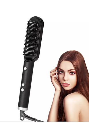 Гребінець-випрямляч fast hair straightener hqt-909b для укладки волосся 45 вт 2 в 1 чорний