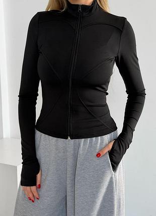 Лонгслив на молнии черный синий малина белый