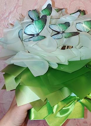 💚 смарагдовий букет у коробці з 43 метеликів 💚